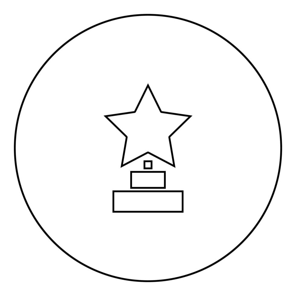 Trophäe Star Gewinner Auszeichnung schwarzes Symbol im Kreisumriss vektor