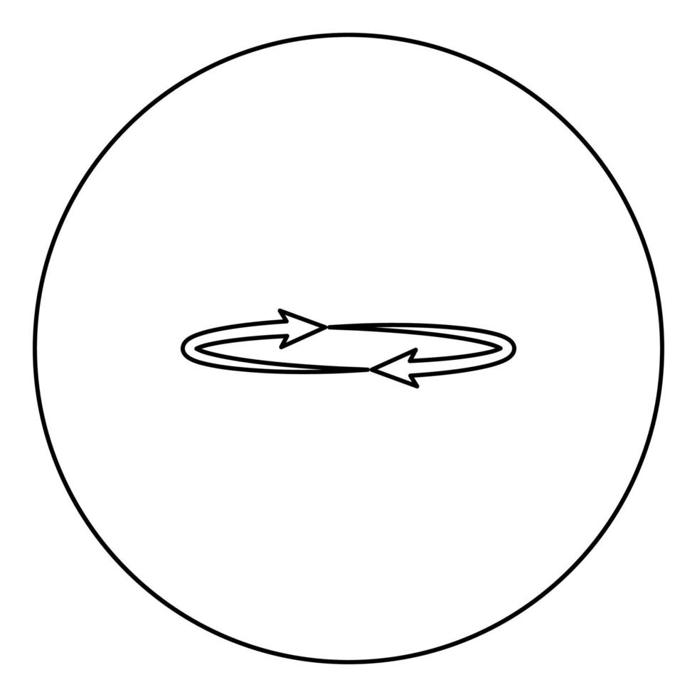 två pilar på cirkeln. vinkel 360 svart ikonkontur i cirkelbild vektor