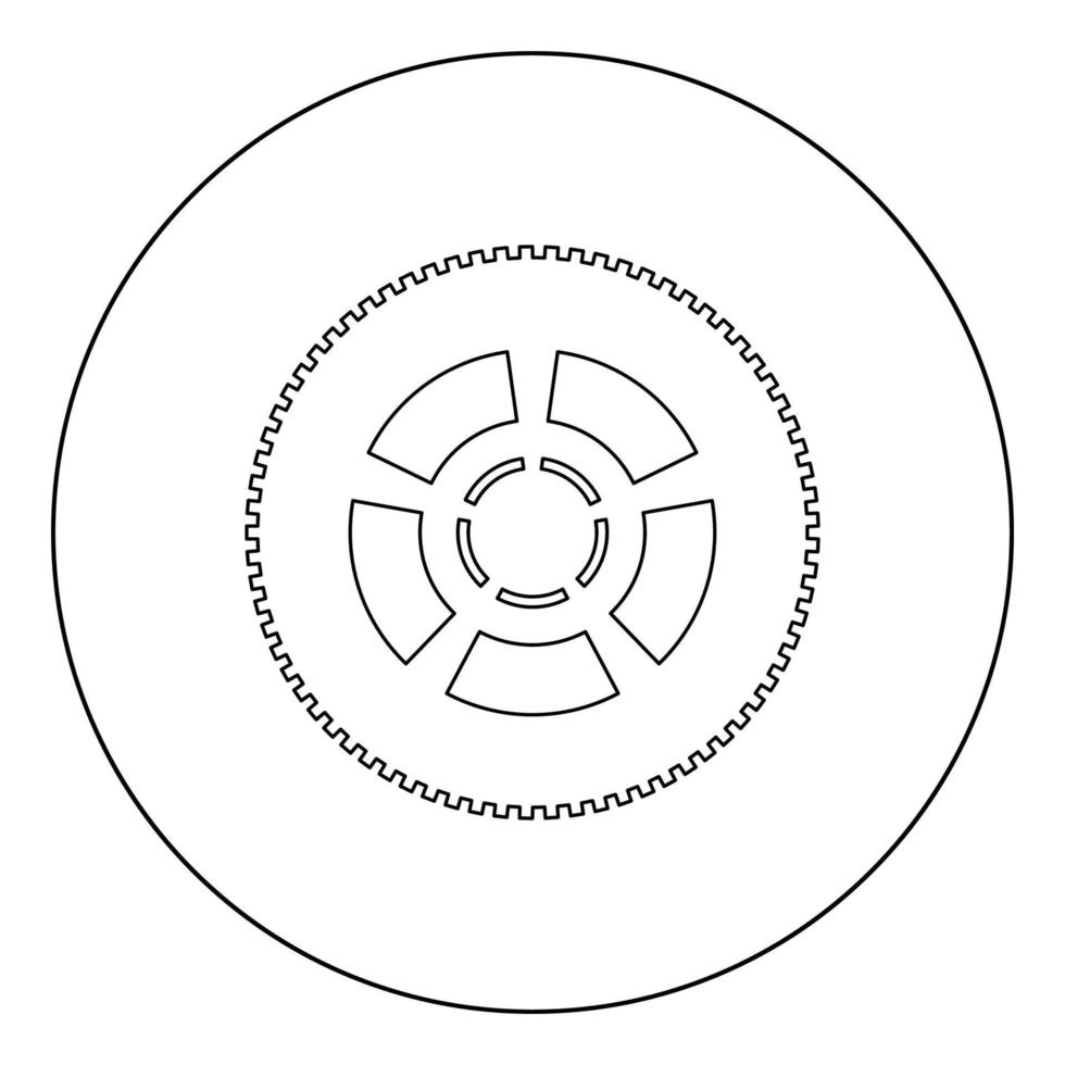 Auto-Rad-Symbol schwarze Farbe im Kreis oder rund vektor