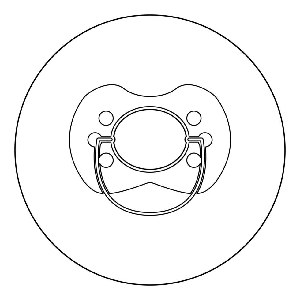 Baby-Schnuller-Symbol schwarze Farbe im Kreis oder rund vektor