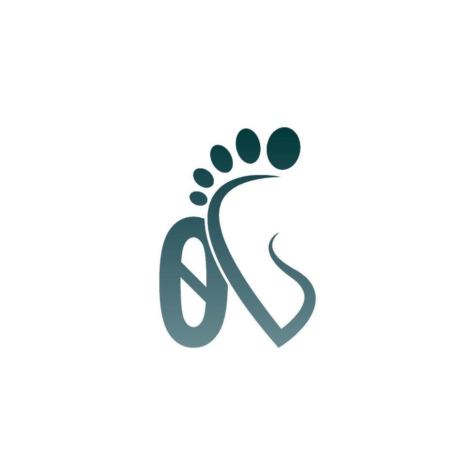 Nummer-Null-Icon-Logo kombiniert mit Footprint-Icon-Design vektor