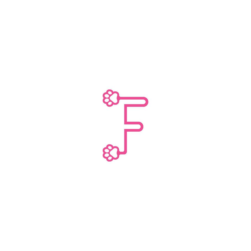 bokstaven f logotyp design hund fotspår koncept vektor
