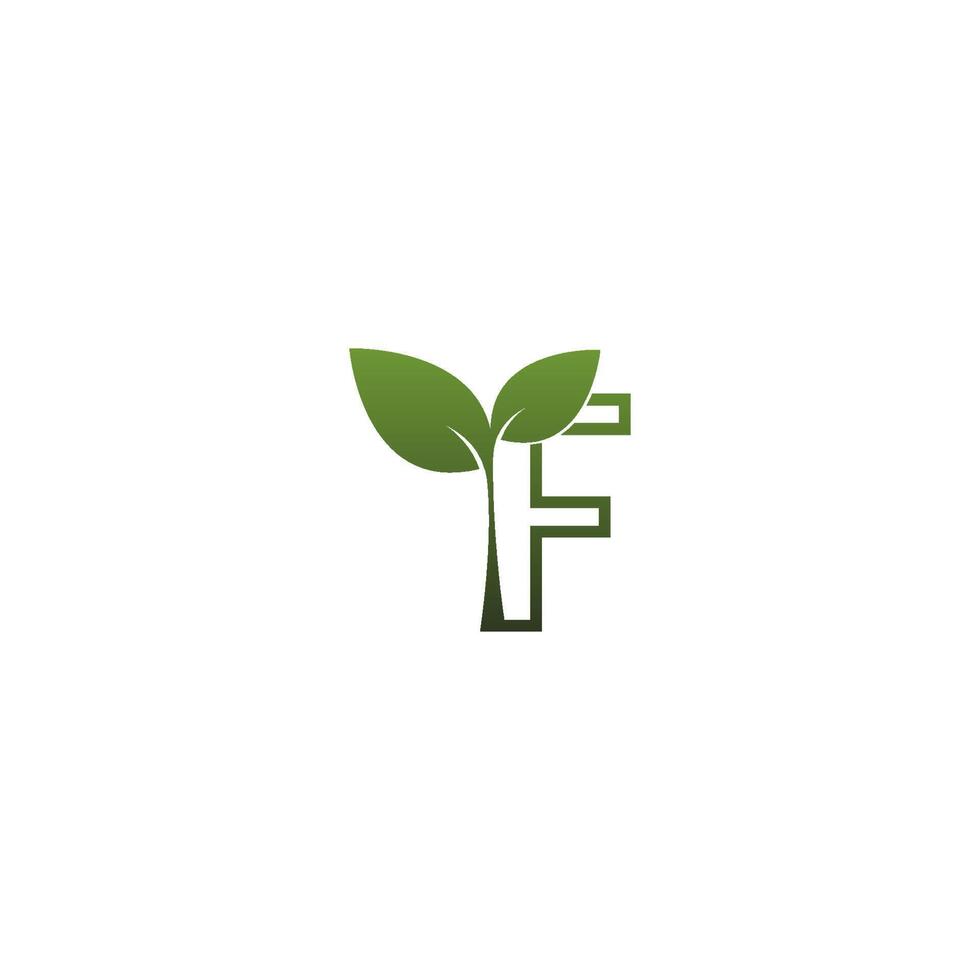 bokstaven f med gröna blad symbol logotyp vektor