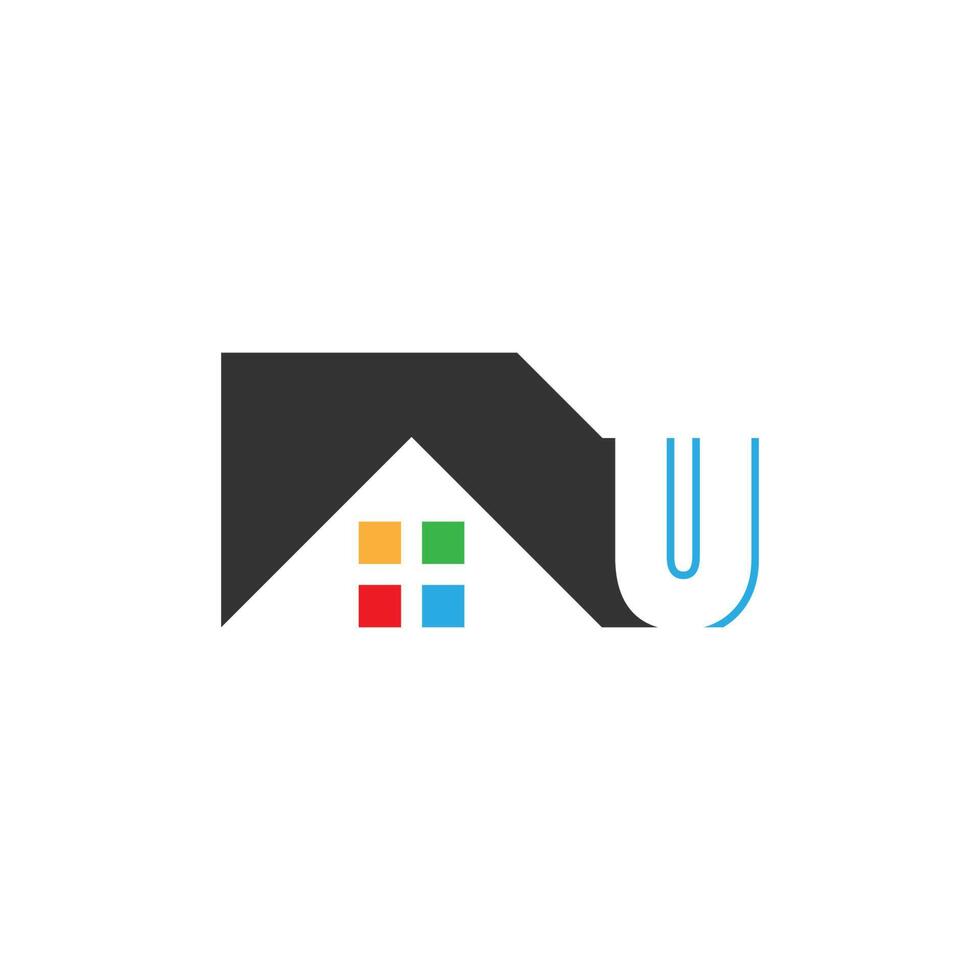 Buchstabe u-Logo-Symbol für Haus, Immobilienvektor vektor