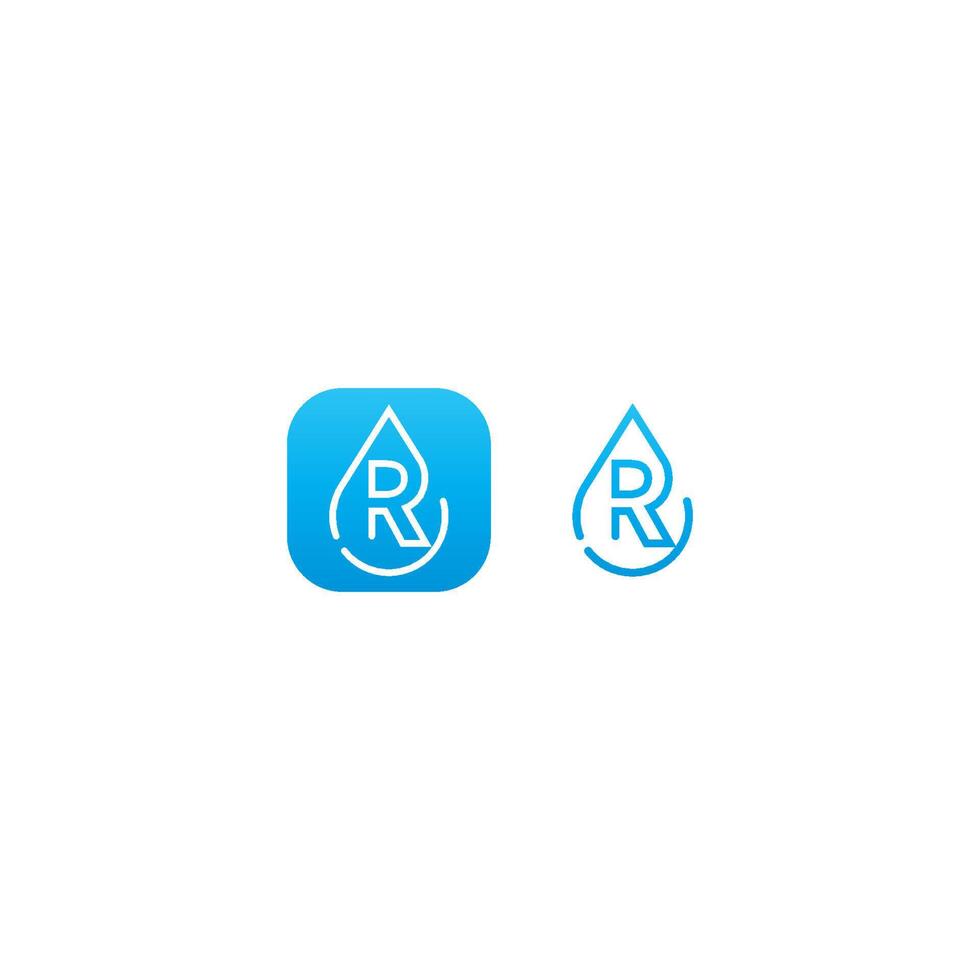 Tropfen Wasser r Logo Brief Design-Konzept vektor