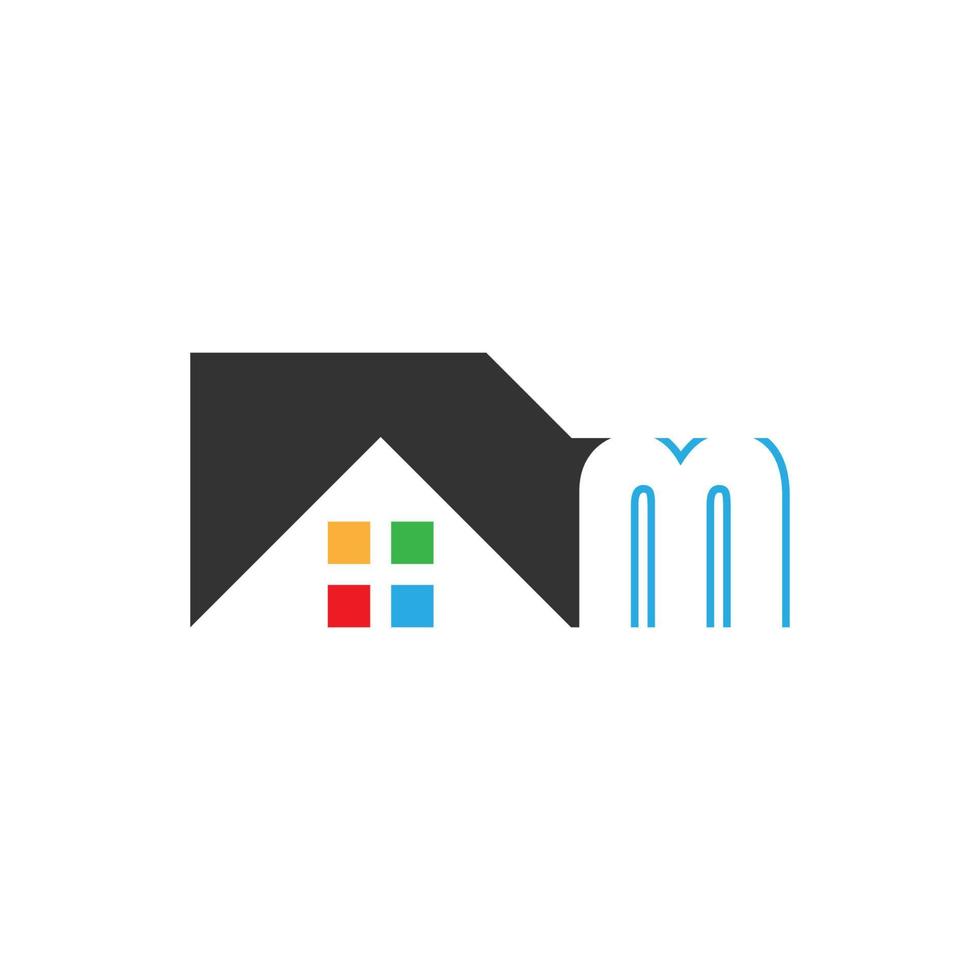 bokstaven m logotyp ikon för hus, fastighetsvektor vektor