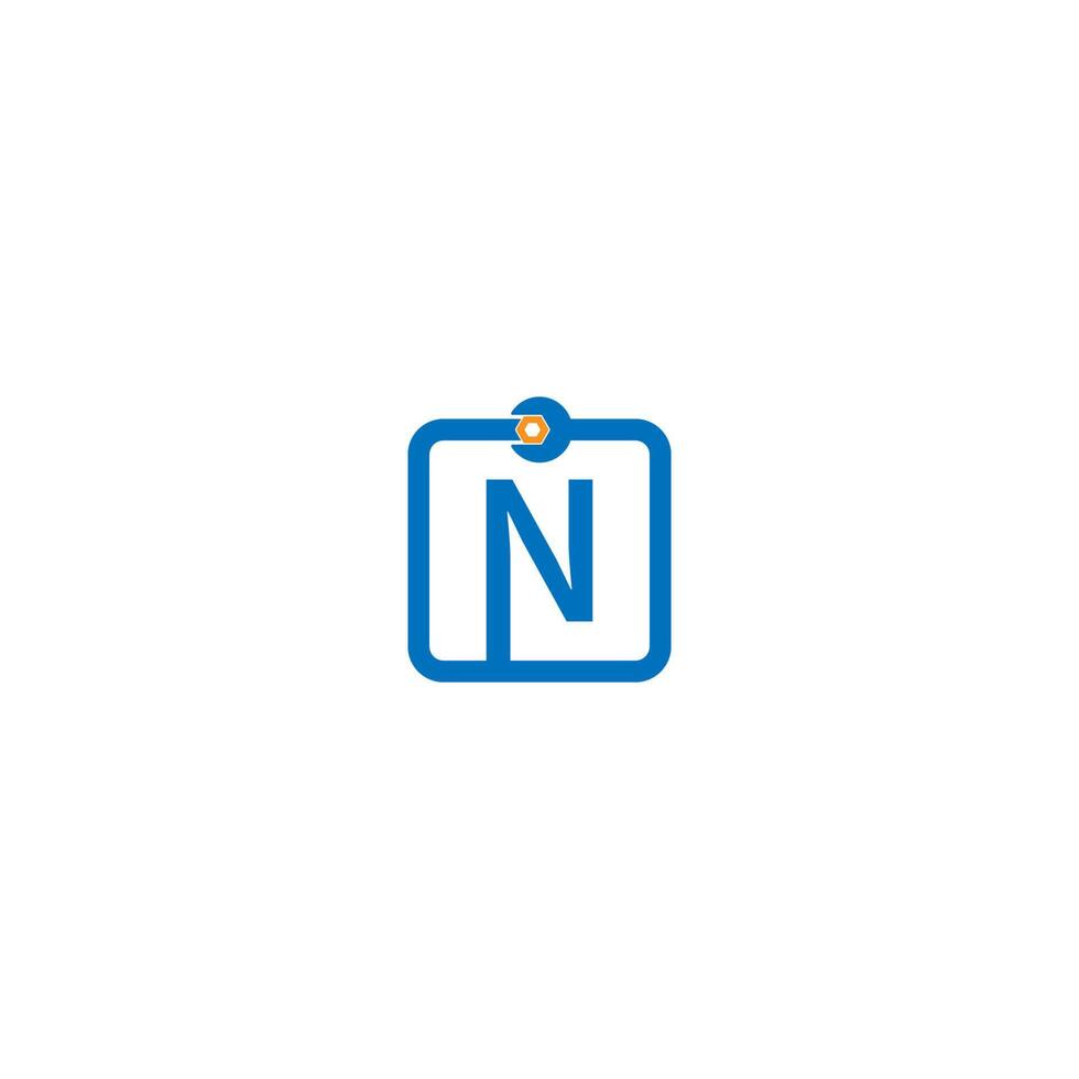 bokstaven n logotyp ikon som bildar en skiftnyckel och bult design vektor