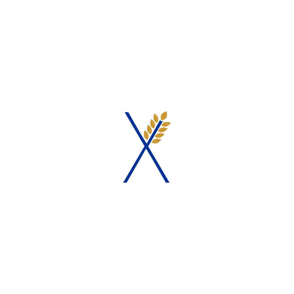 Buchstabe x kombiniert mit Weizen-Icon-Logo-Design vektor