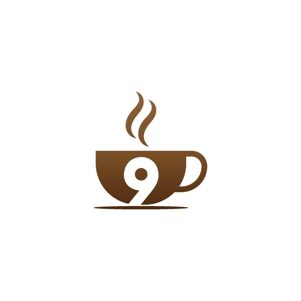 kaffekopp ikon design nummer 9 logotyp vektor