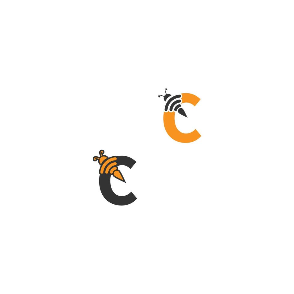bokstaven c bee ikon kreativ design logotyp vektor