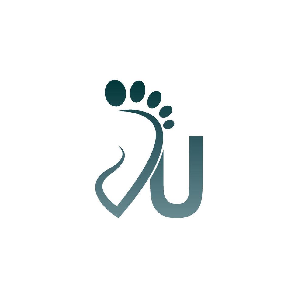 Buchstabe u-Icon-Logo kombiniert mit Footprint-Icon-Design vektor