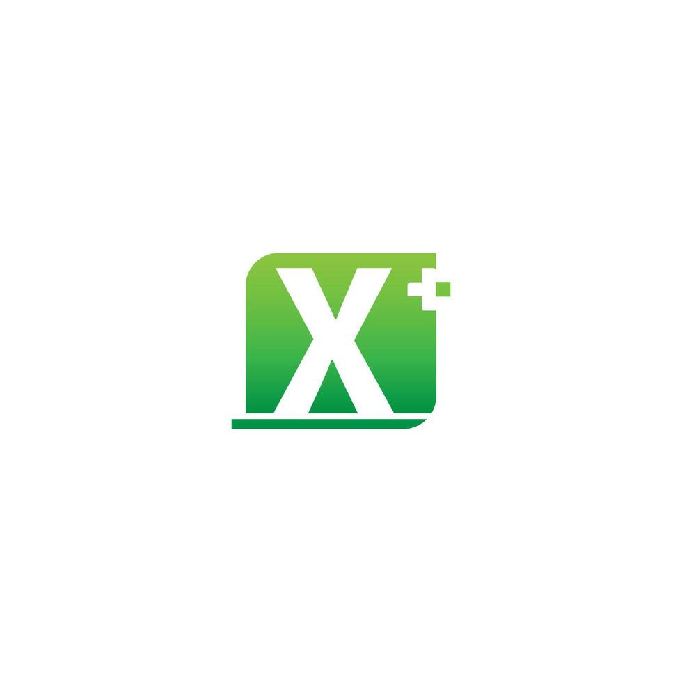 bokstaven x logotyp ikon med medicinsk kors design vektor