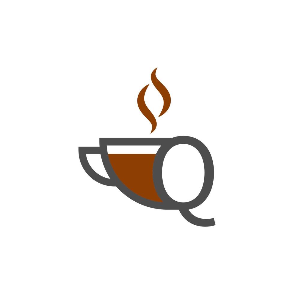 Kaffeetasse Icon Design Buchstabe q Logokonzept vektor