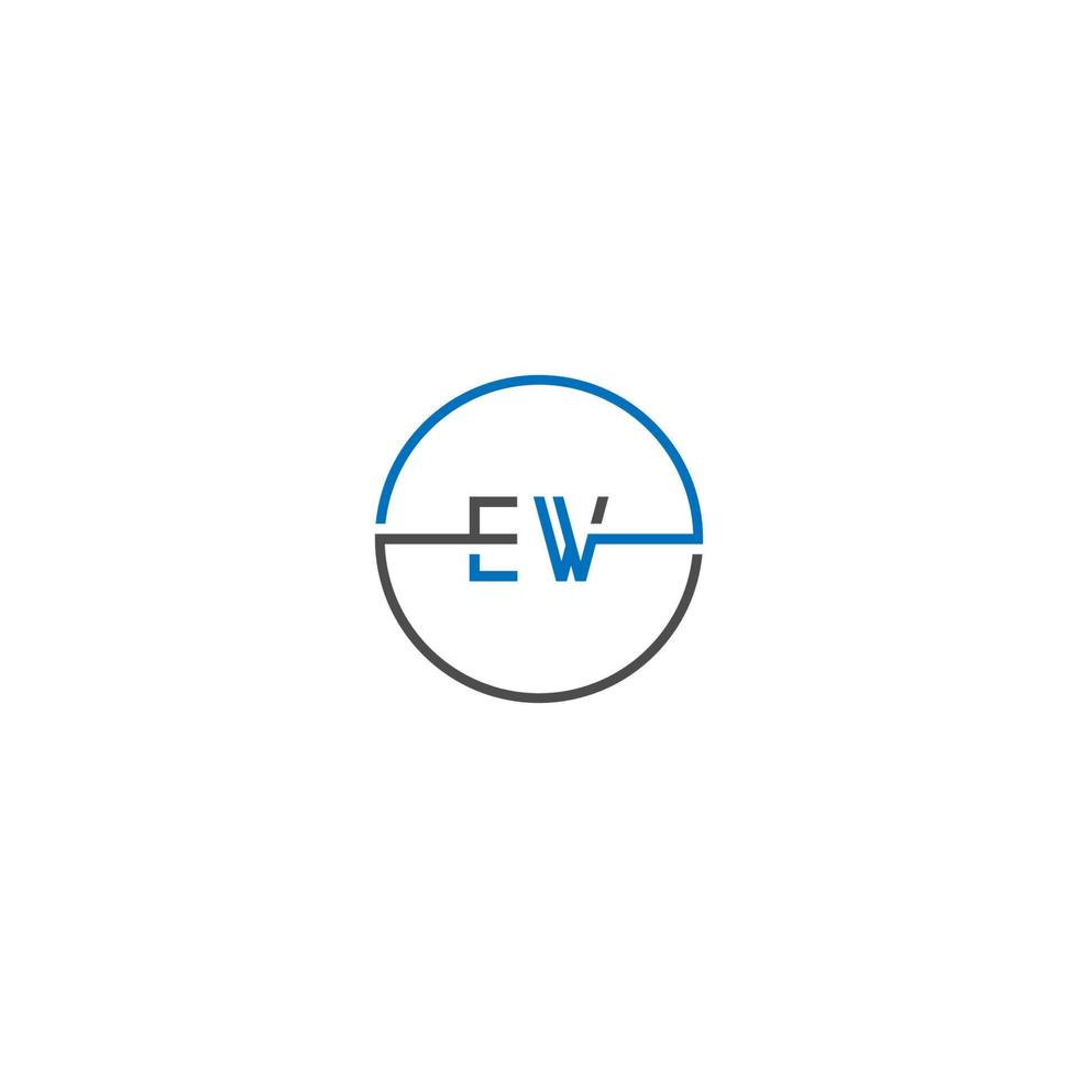 fyrkantig ew logotyp bokstäver designkoncept i svarta och blå färger vektor