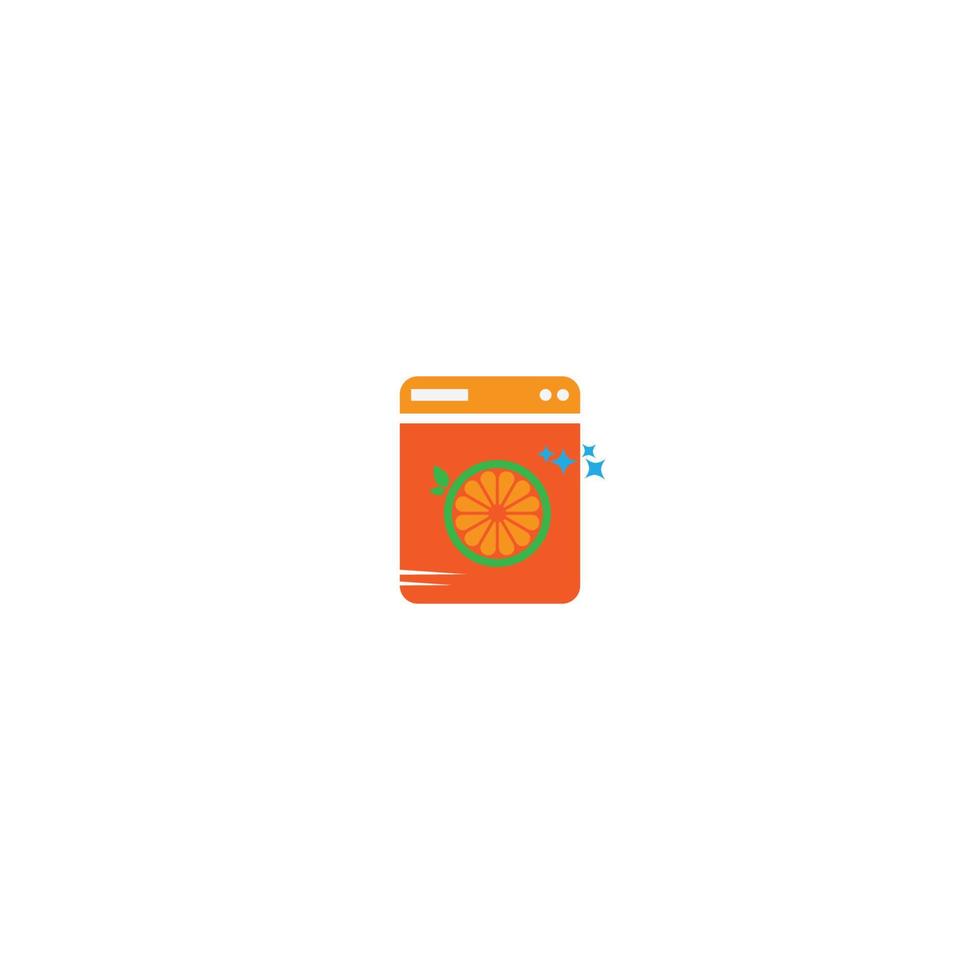 Logo Wäsche mit Orangenfrucht waschen vektor