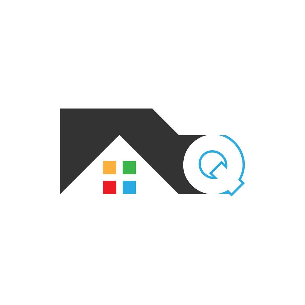Buchstabe q Logo-Symbol für Haus, Immobilienvektor vektor