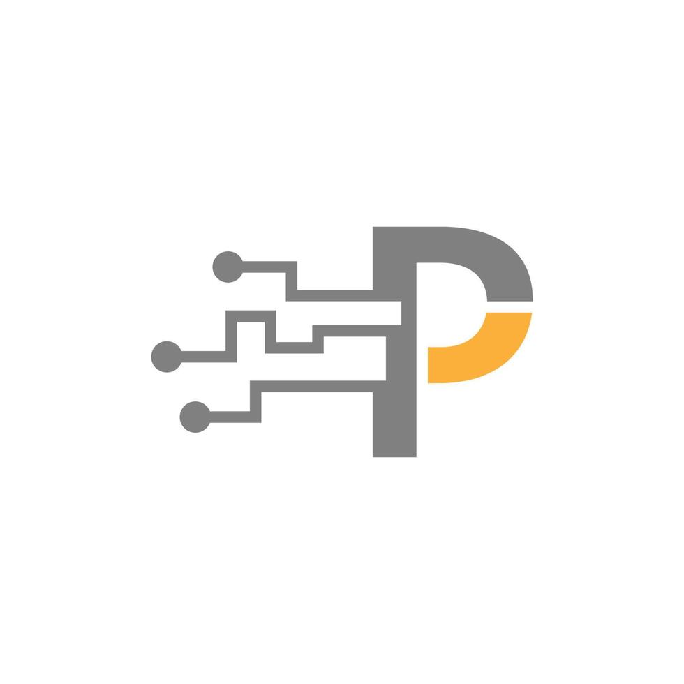 Buchstabe p Schaltung Technologie Logo Symbol kreatives Design vektor