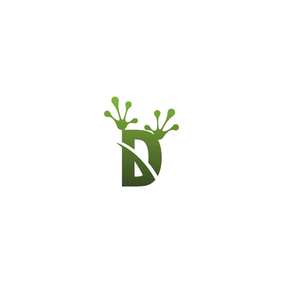 buchstabe d logo design frosch fußabdrücke konzept symbol vektor