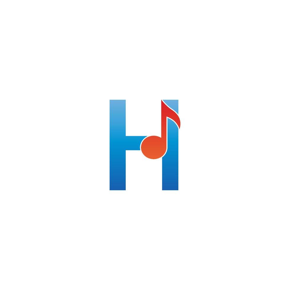 bokstaven h logotyp ikon kombinerad med not musikalisk design vektor