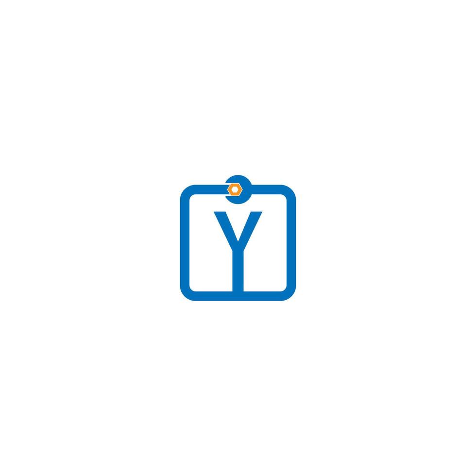 Buchstabe y-Logo-Symbol, das ein Schraubenschlüssel- und Bolzendesign bildet vektor