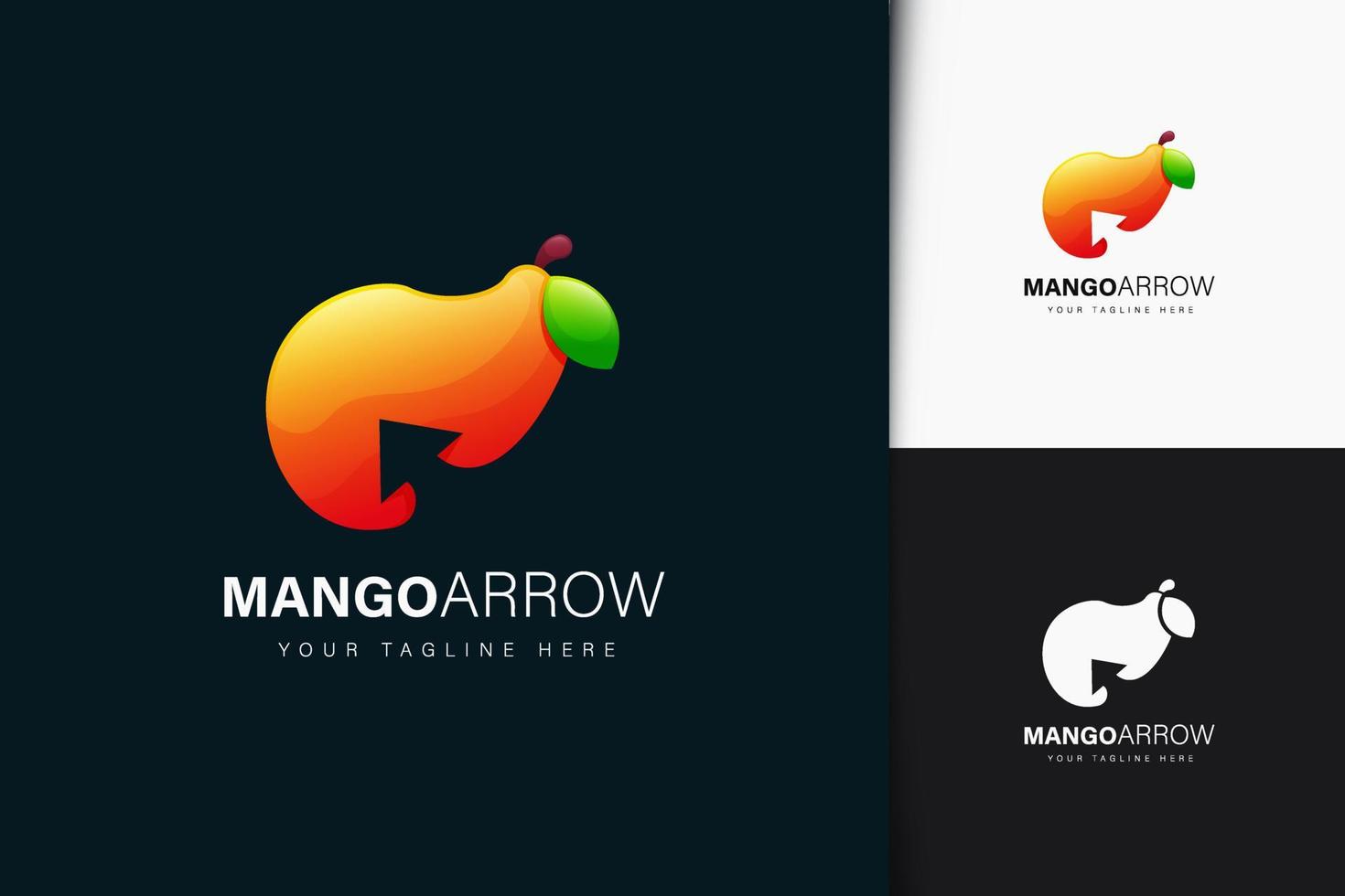 mango pil logotyp design med gradient vektor