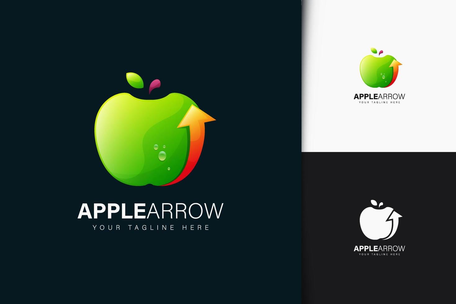 Apple arrow logotyp design med gradient vektor