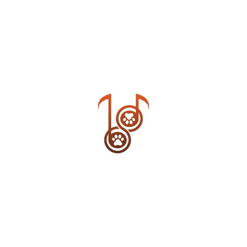 Hund-Fußabdruck mit Tonmusik-Logo-Icon-Design-Konzept vektor