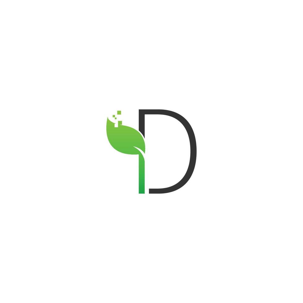 bokstaven d logotyp blad digital ikon designkoncept vektor