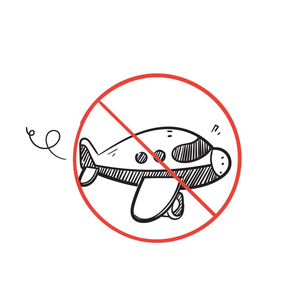 handritad doodle flygplan med ingen fluga symbol illustration vektor isolerade