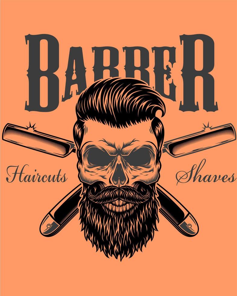 logotyp vektor design huvud för barbershop