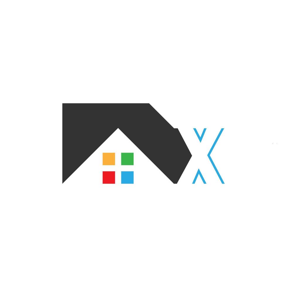 bokstaven x logotyp ikon för hus, fastighetsvektor vektor