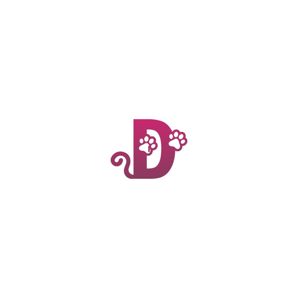 Buchstabe d Logo Design Hund Fußabdrücke Konzept Symbol vektor