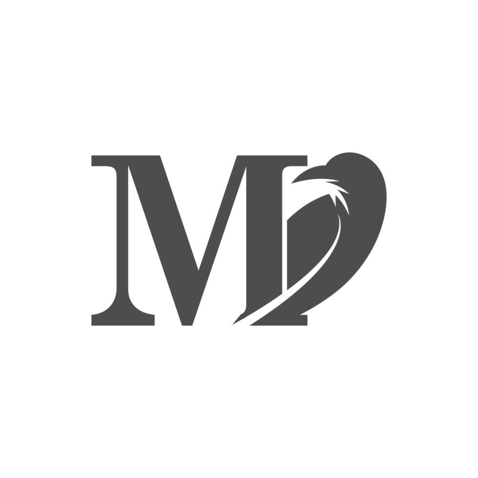 Buchstabe m und Krähen-Kombinationssymbol-Logo-Design vektor