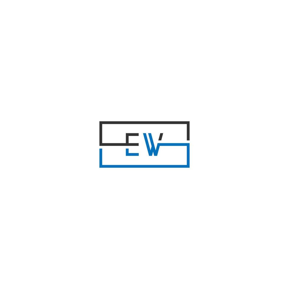 quadratisches ew-Logo-Buchstaben-Designkonzept in schwarzen und blauen Farben vektor