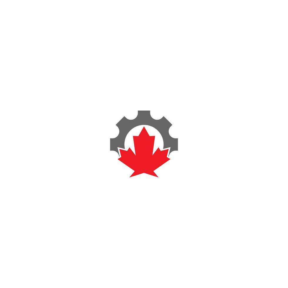Ahorn-Symbol-Logo mit Zahnradillustration vektor