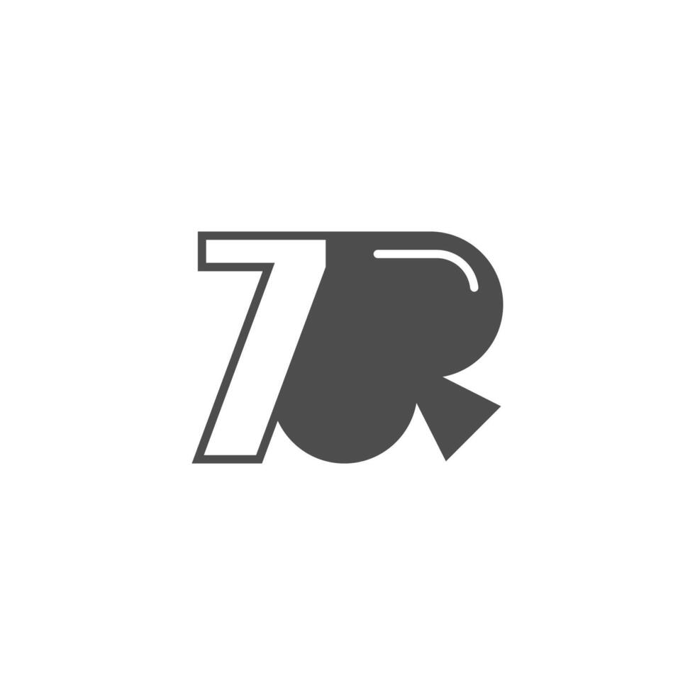 Nummer 7-Logo kombiniert mit Spaten-Icon-Design vektor
