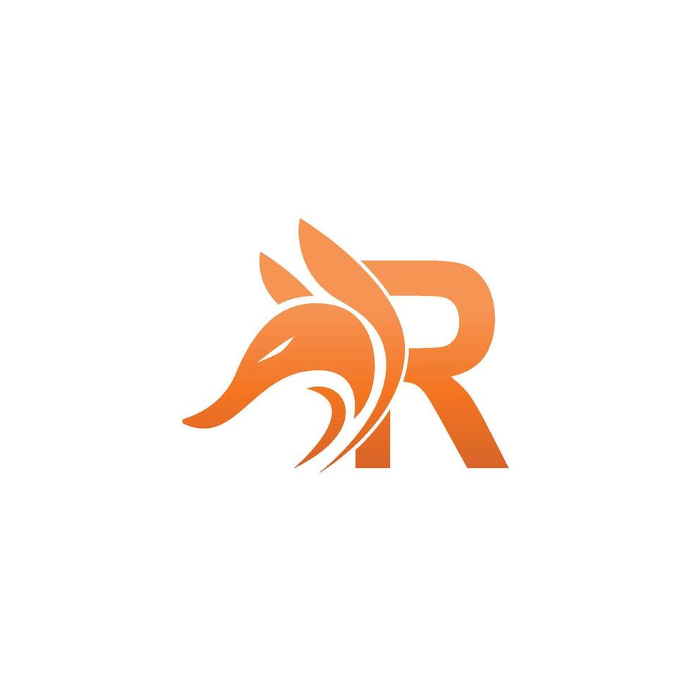 rävhuvud ikon kombination med bokstaven r logotyp ikon design vektor