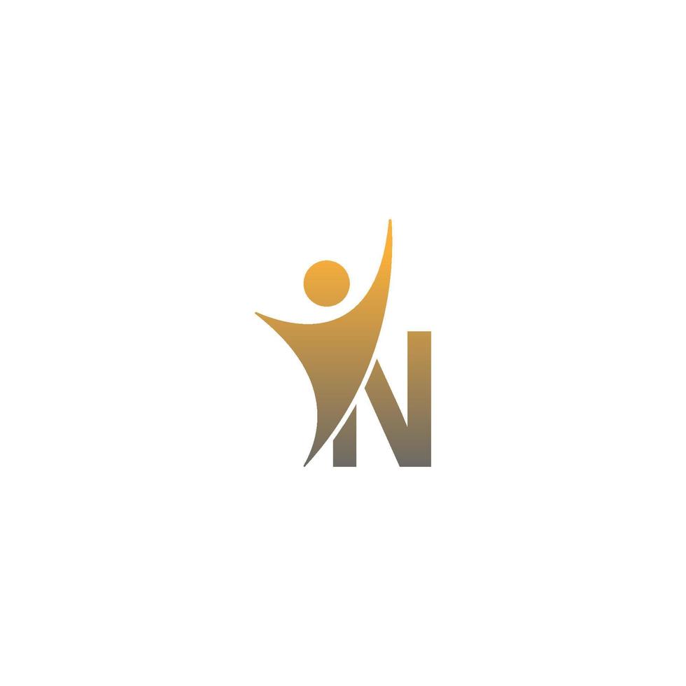 Buchstabe n-Symbol-Logo mit abstraktem Erfolg Mann vorne, Alphabet-Logo-Symbol kreatives Design vektor