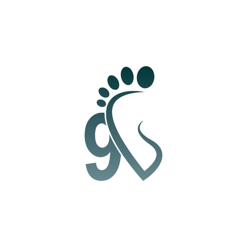 Nummer 9-Icon-Logo kombiniert mit Footprint-Icon-Design vektor