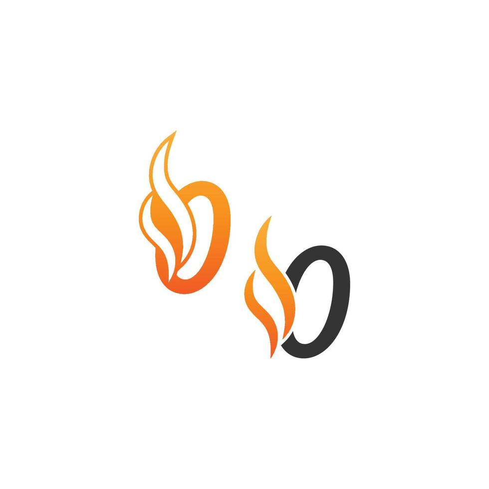 Nummer 0 und Feuerwellen, Logo-Icon-Konzeptdesign vektor