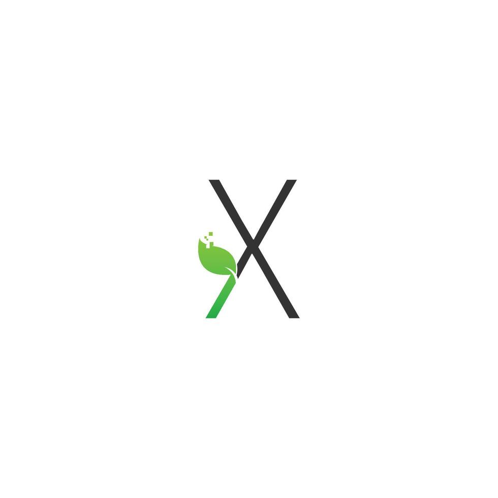 bokstaven x logotyp blad digital ikon designkoncept vektor