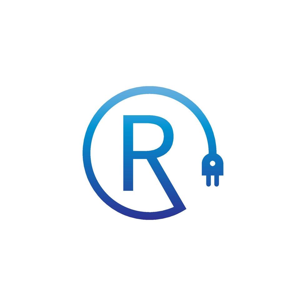 strömkabel som bildar bokstaven r-logotyp vektor