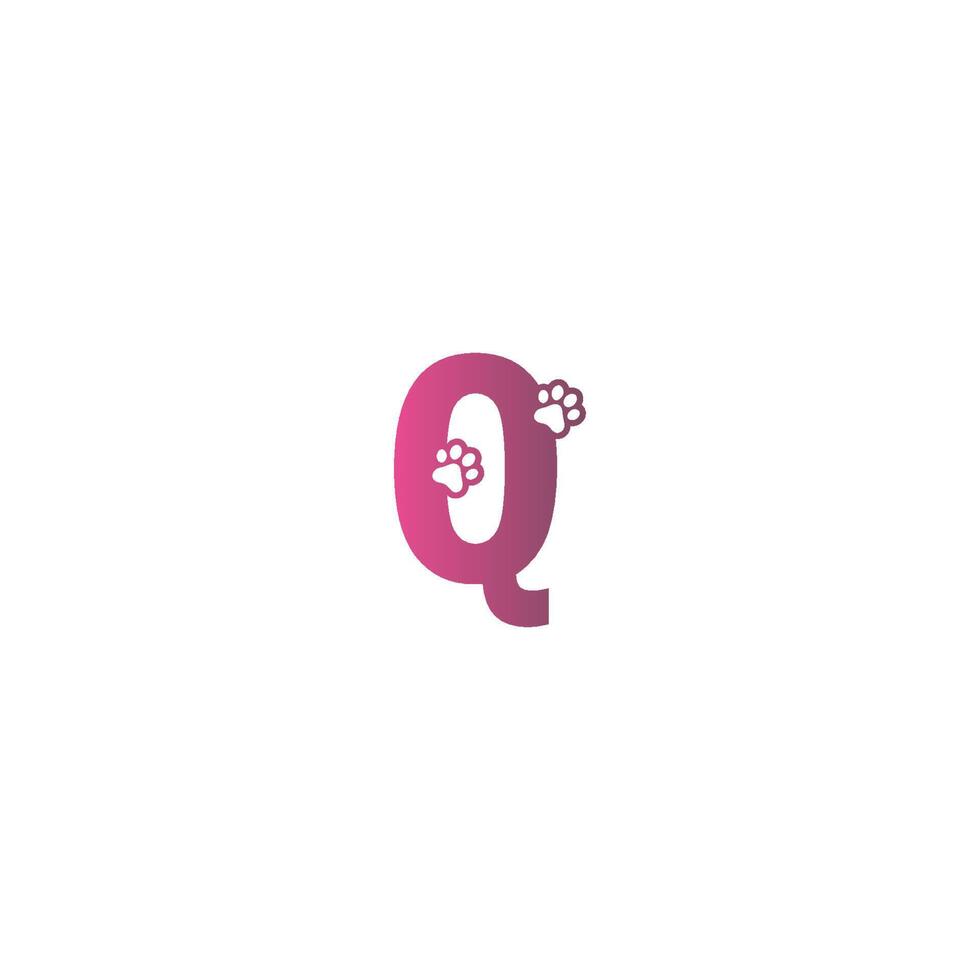bokstaven q logotyp design hund fotspår koncept vektor