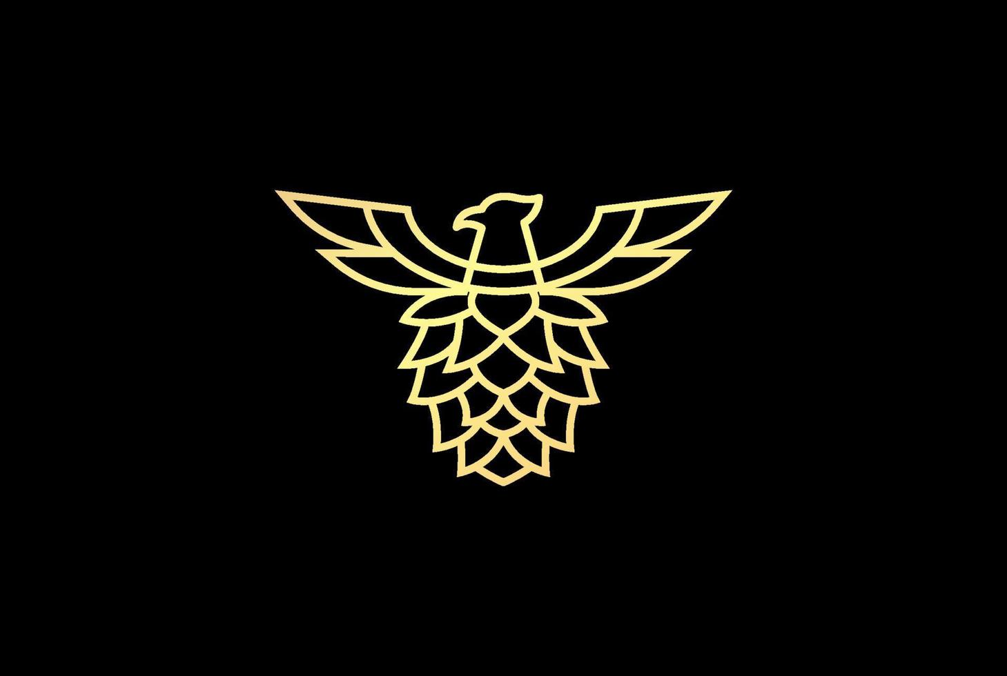 kungsörn hök falk phoenix med humle för hantverk öl bryggeri logotyp design vektor