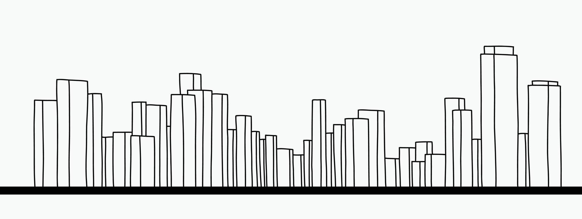 modern stadsbild skyline kontur doodle ritning på vit bakgrund. vektor