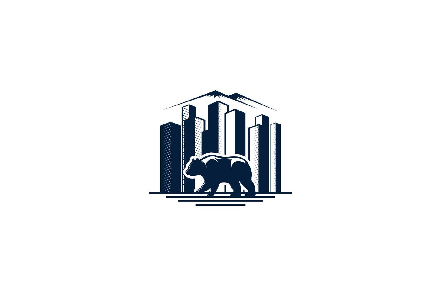 Denver Mountain City Bär Silhouette Logo Design Vektor