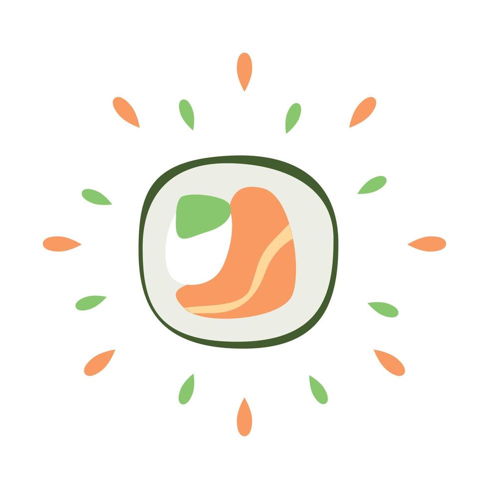 abstrakte Symbol saftige Sushi-Rollen mit Splash auf weißem Hintergrund - Vektor