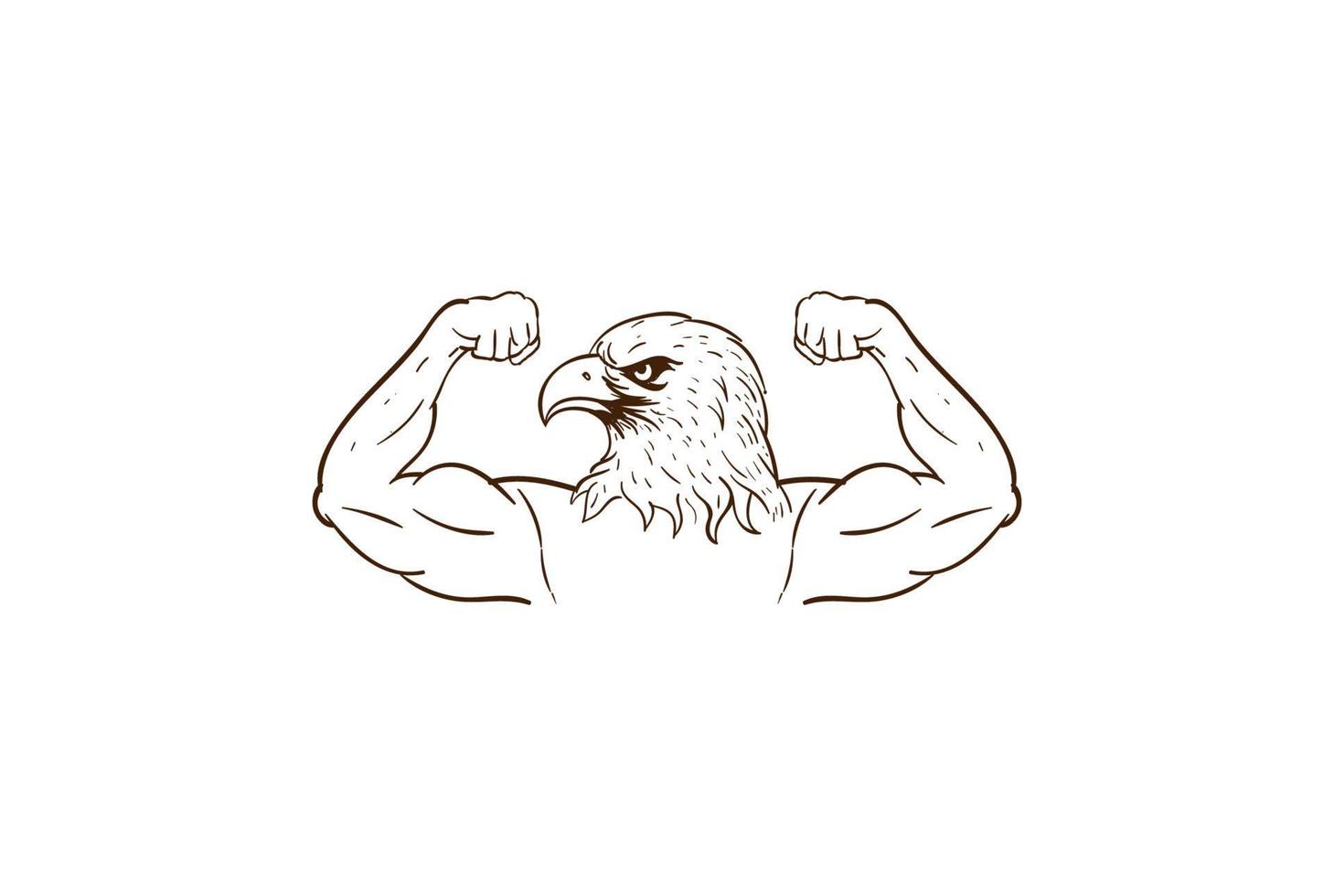 vintage muskulös eagle hawk falk för fitness gym sport club logotyp design vektor