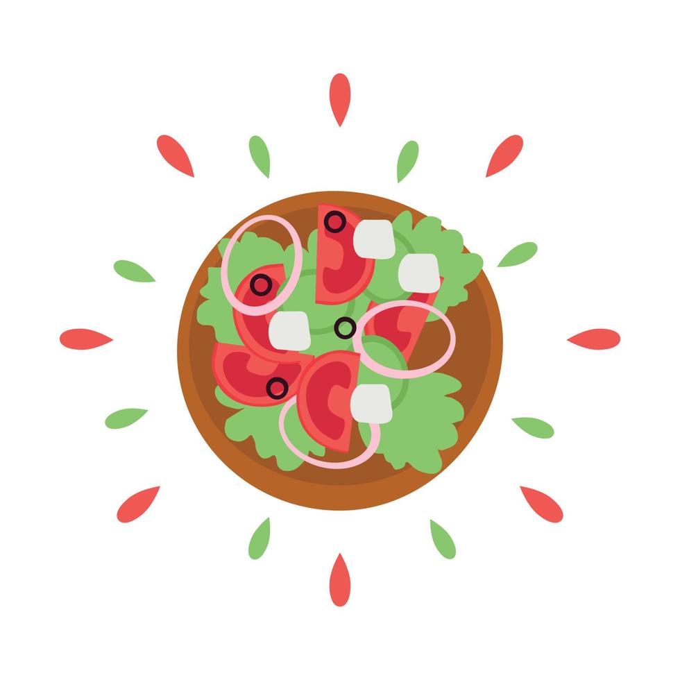 abstraktes Symbol saftiger Salat mit Spritzern isoliert auf weißem Hintergrund - Vektor