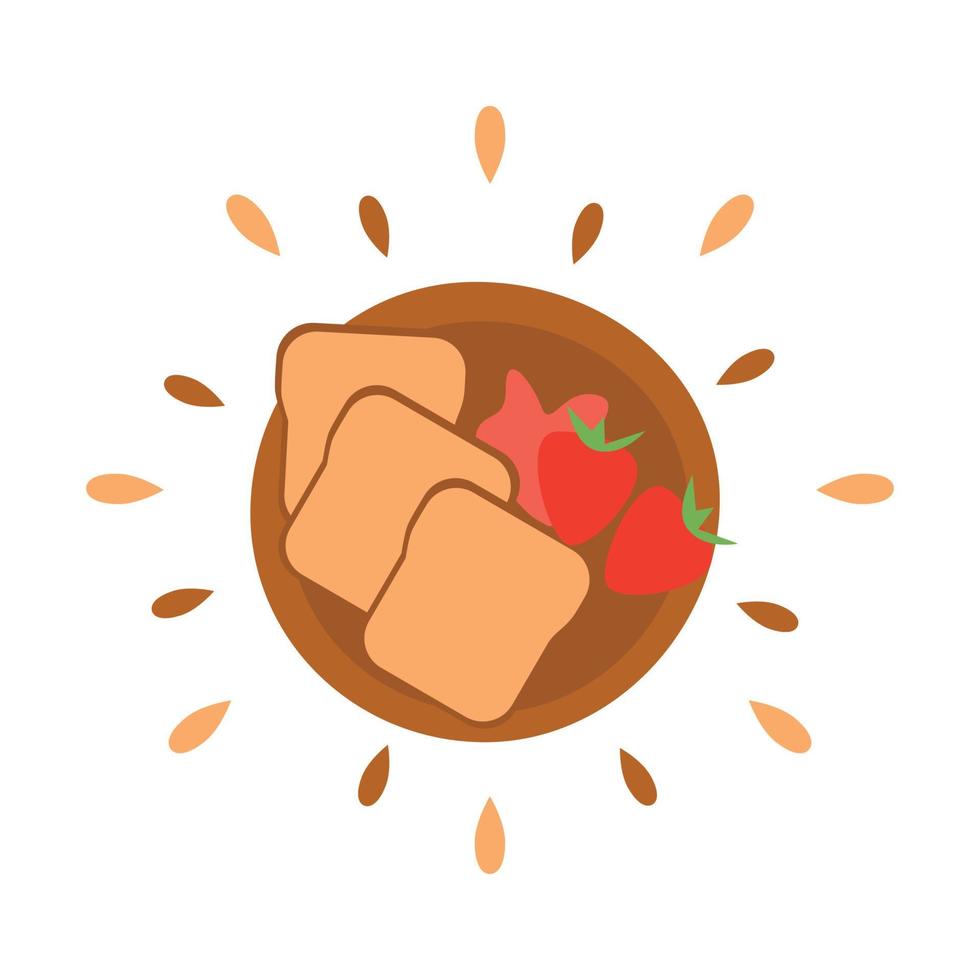 abstraktes Symbol saftiges Sandwich mit Erdbeermarmelade isoliert auf weißem Hintergrund - Vektor